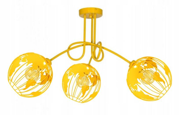 Lampa sufitowa do pokoju dziecięcego żółta Globus 3 punktowa 