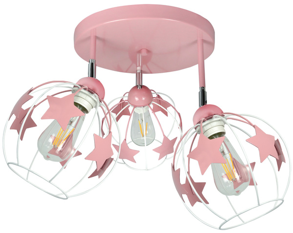 Lampa sufitowa do pokoju dziewczynki różowa w gwiazdki koło 3