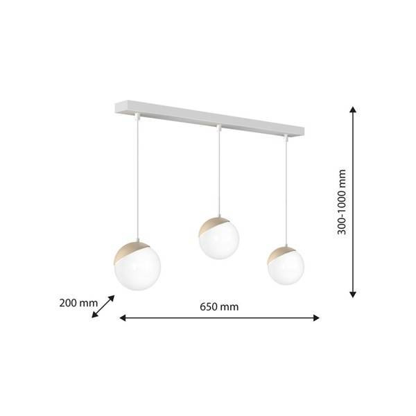 Lampa wisząca SFERA, MLP7236, biały/drewno, 3x40W E14