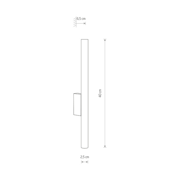 Kinkiet smukła tuba LASER WALL wys. 40cm | mosiądz