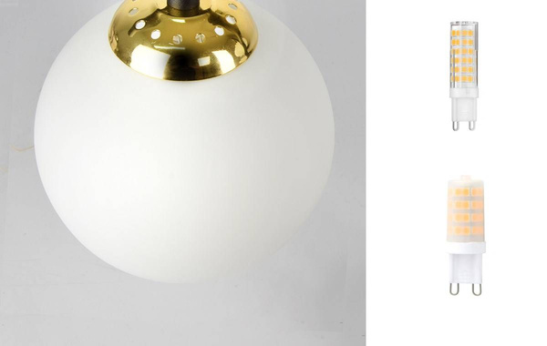 Lampa wisząca czarno-złota mleczne kule 4 źródła światła  