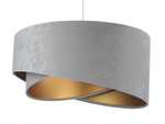 Lampa wisząca asymetryczna welurowa Tami szaro-złota