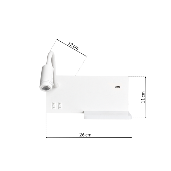 Lampa nocna z półką SHELF WHITE LED 4W+5W+2W ML6343