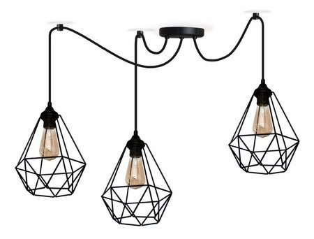 Nowoczesna czarna lampa wisząca pająk druciak duży Diamond 3