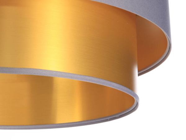 Lampa szaro-złota podwójna walec średnica 50 cm 