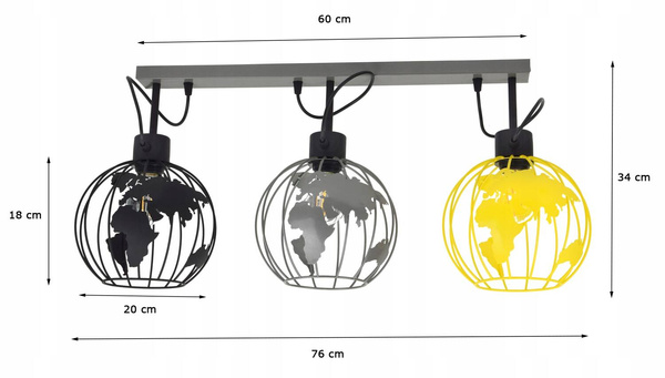 Lampa sufitowa do pokoju młodzieżowego w stylu loft Globus Listwa 3