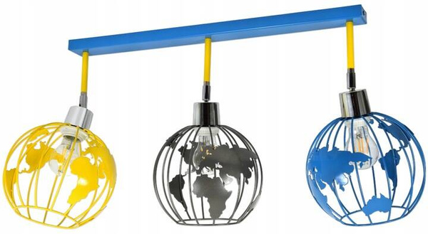 Lampa sufitowa do pokoju dziecka kolorowa Zakręcony Globus 3- punktowa Led 
