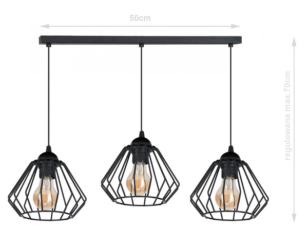 Lampa sufitowa do pokoju młodzieżowego czarna listwa druciak WIRE 3xE27 Led 