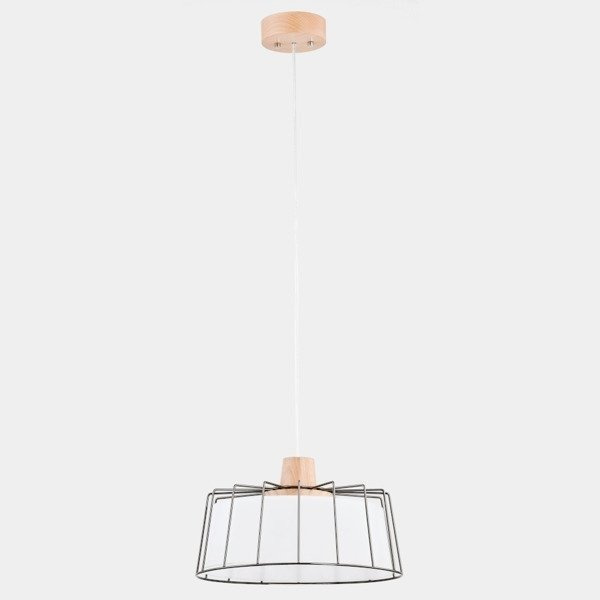 Nowoczesna lampa LIBIJA biała/drewno śr. 33cm