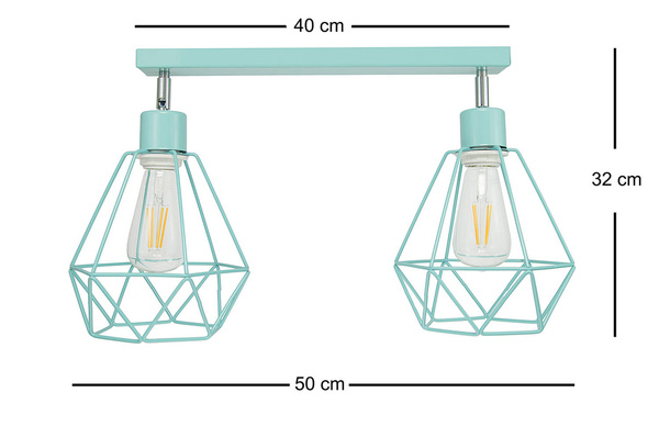 Lampa sufitowa do pokoju dziecka pastelowa - turkusowa druciak w stylu loft Carmen 2xE27