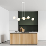 Nowoczesna lampa wisząca nad wyspę biało- złota GRAVITY 6 WH GOLD