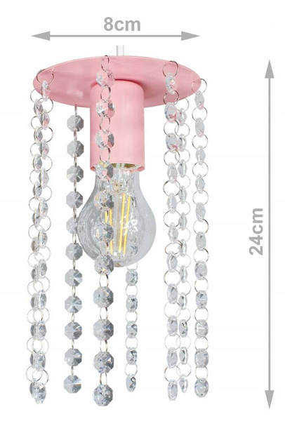 Lampa sufitowa do pokoju dziewczynki różowa Kryształ 3 punktowa 