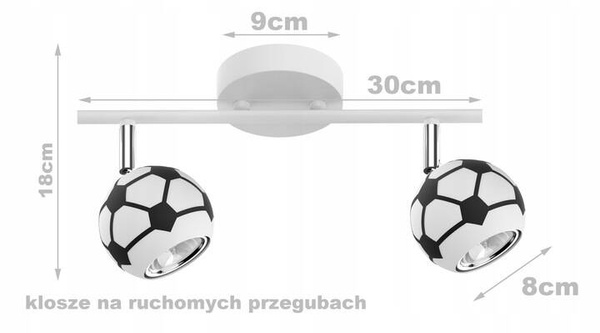 Lampa do pokoju dziecięcego motyw piłki nożnej Mundial 2 GU10