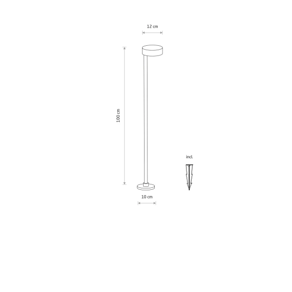 Zewnętrzna Lampa stojąca RUBY LED 7W 3000K 400lm wys.100cm szer.podst.10cm IP54 | Czarny 11542