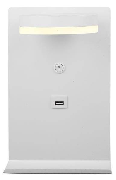 Kinkiet biały LED z półką na telefon ładowarka USB Compact Candellux 21-76052