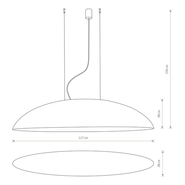 Lampa wisząca kompozytowa elipsa CANOE 40W 5x E27 wys. 250cm | biały