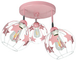 Lampa sufitowa do pokoju dziewczynki różowa w gwiazdki koło 3
