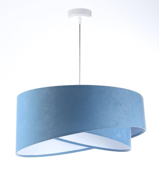 Lampa wisząca asymetryczna welurowa Alison niebiesko-biała