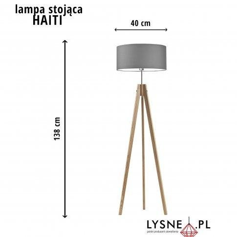 Drewniana lampa podłogowa do pokoju dziecka HAITI musztardowy abażur