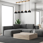 Lampa wisząca ERIK, MLP7227, czarny/drewno, 5x60W E27