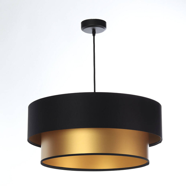 Lampa czarno-złota podwójna walec średnica 40 cm 