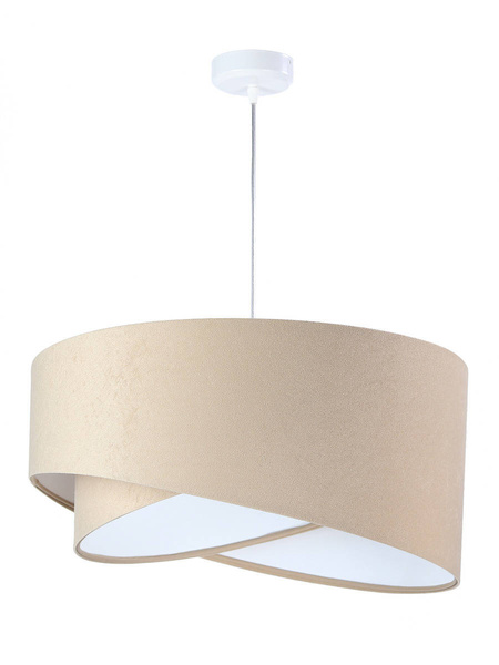 Lampa wisząca asymetryczna welurowa Samanta beżowo -biała