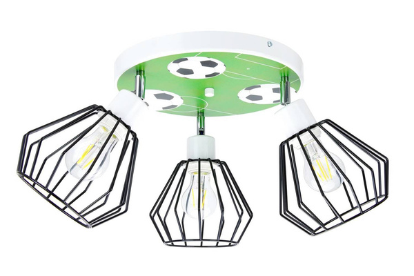 Lampa sufitowa dla chłopca z motywem piłki nożnej 3-punktowa Druciak Loft 