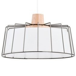 Nowoczesna lampa LIBIJA biała/drewno śr. 33cm