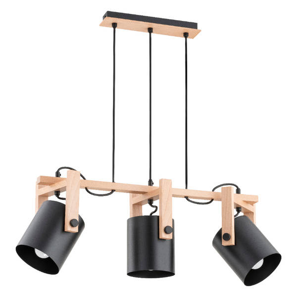 Designerska lampa wisząca TRIOS 3x E27 wys. 70cm | czarny
