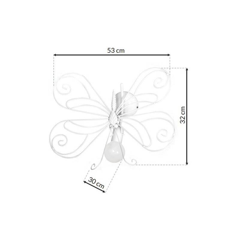 Kinkiet do pokoju dziewczynki MOTYL 2, biały, 1x60W E27, MLP5331