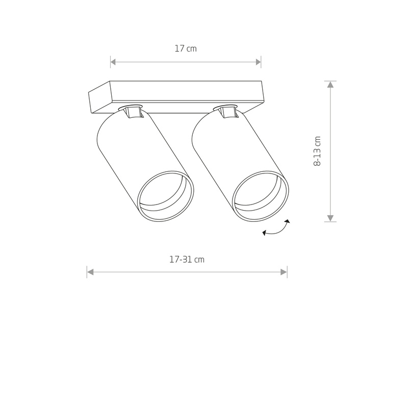 Lampa 2 punktowa natynkowa MONO II 10W GU10 | czarny