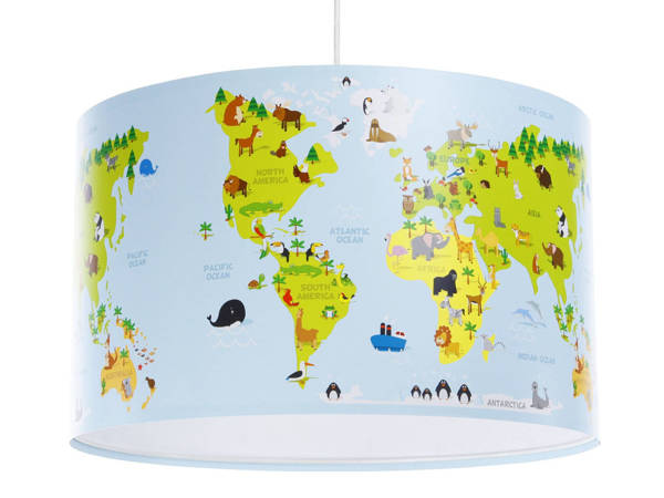 Lampa dla chłopca i dziewczynki Mapa Świata 60 cm