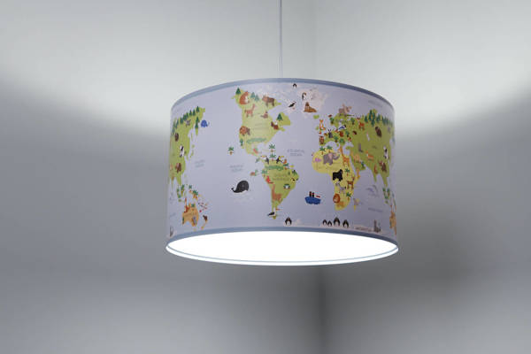 Lampa dla chłopca i dziewczynki Mapa Świata 60 cm