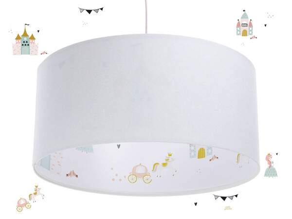 Lampa do pokoju dziewczynki biała Little Princess Welur 50 cm 