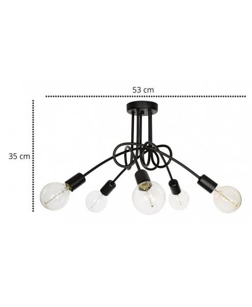 Lampa do pokoju młodzieżowego czarna w stylu loft  Edison 5