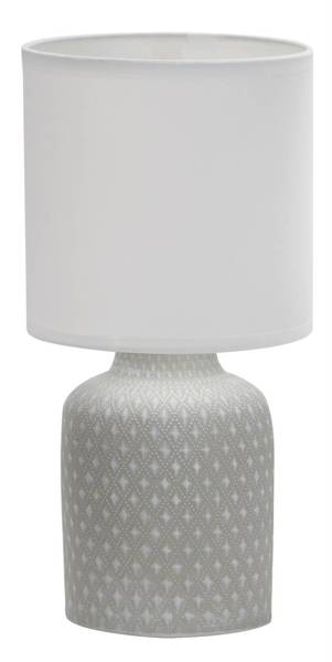 Lampa gabinetowa/stołowa/nocna INER 41-79886 ceramiczna szara/abażur biały 1x40W E14