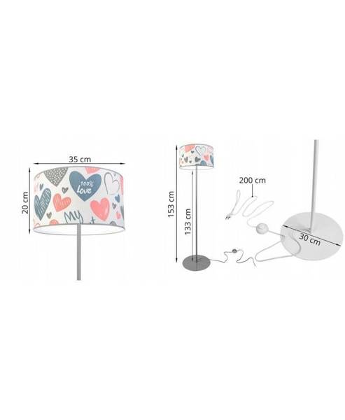 Lampa podłogowa do pokoju dziecięcego abażur w serca