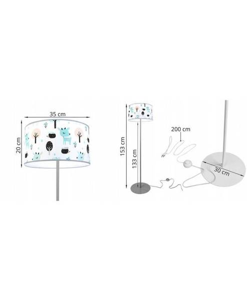 Lampa podłogowa do pokoju dziewczynki i chłopca z abażurem 