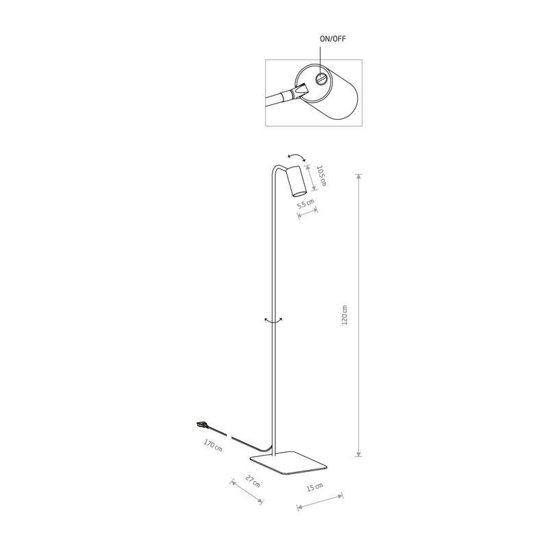 Lampa podłogowa stojąca MONO 120cm 10W GU10 | biały złoty