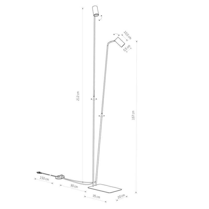 Lampa podłogowa stojąca podwójna MONO 120cm 10W GU10 | biały