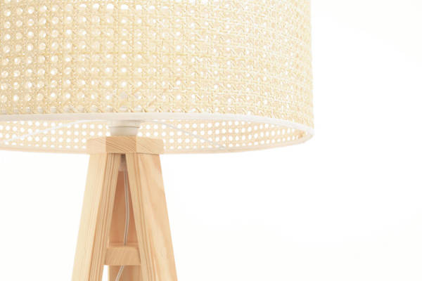 Lampa podłogowa w stylu boho z naturalnego rattanu Rotang