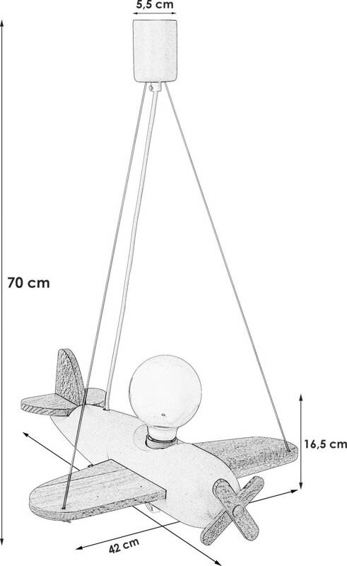 Lampa samolot do pokoju dziecka Clipper niebiesko- naturalny