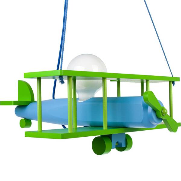 Lampa samolot drewniany duży do pokoju dziecięcego niebiesko- zielony 
