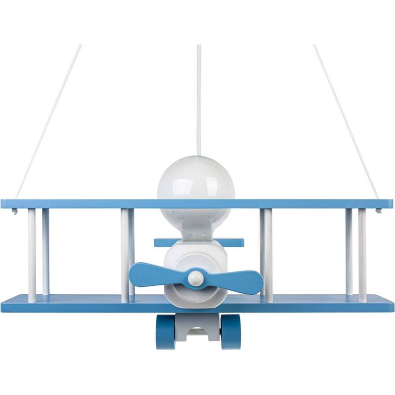 Lampa samolot duży do pokoju chłopca i dziewczynki biało- błękitny 