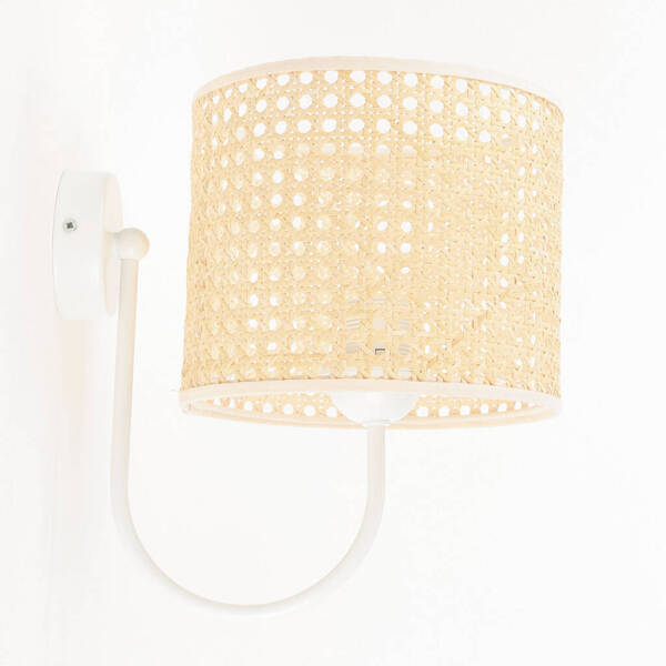 Lampa ścienna w stylu Boho Rotang z naturalnego ratanu- średnica 20 cm 