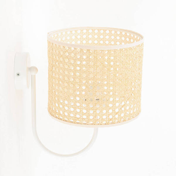 Lampa ścienna w stylu Boho Rotang z naturalnego ratanu- średnica 20 cm 