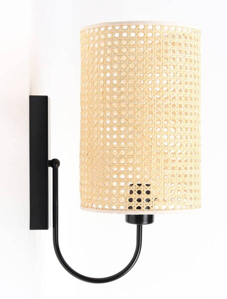 Lampa ścienna w stylu Boho Rotang z naturalnego rattanu