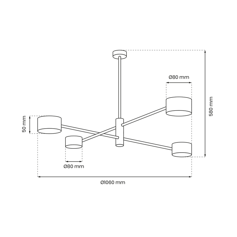 Lampa sufitowa CROSS, MLP8419, czarny/złoty, 4x11W GX53