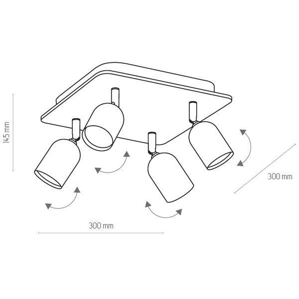 Lampa sufitowa TOP WOOD 3293 4xGU10 czarna