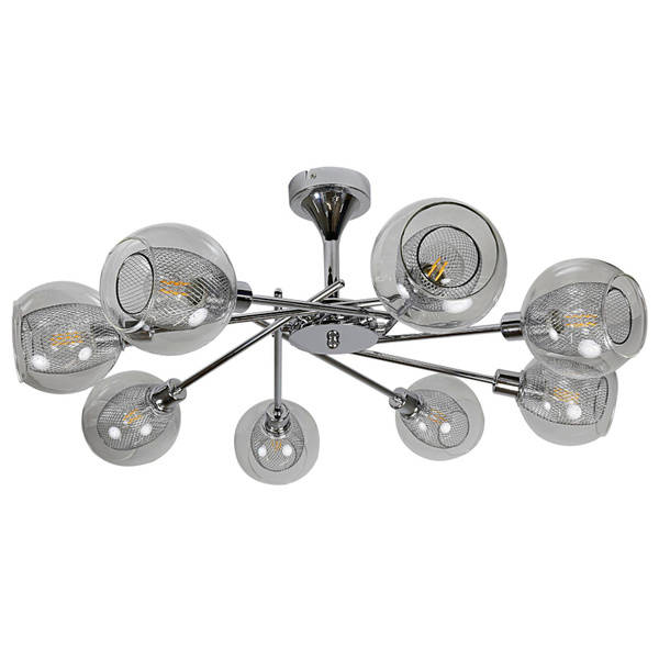 Lampa sufitowa chromowa szklany klosz koszyczek 8x40W E14 Ozzo 38-72283 